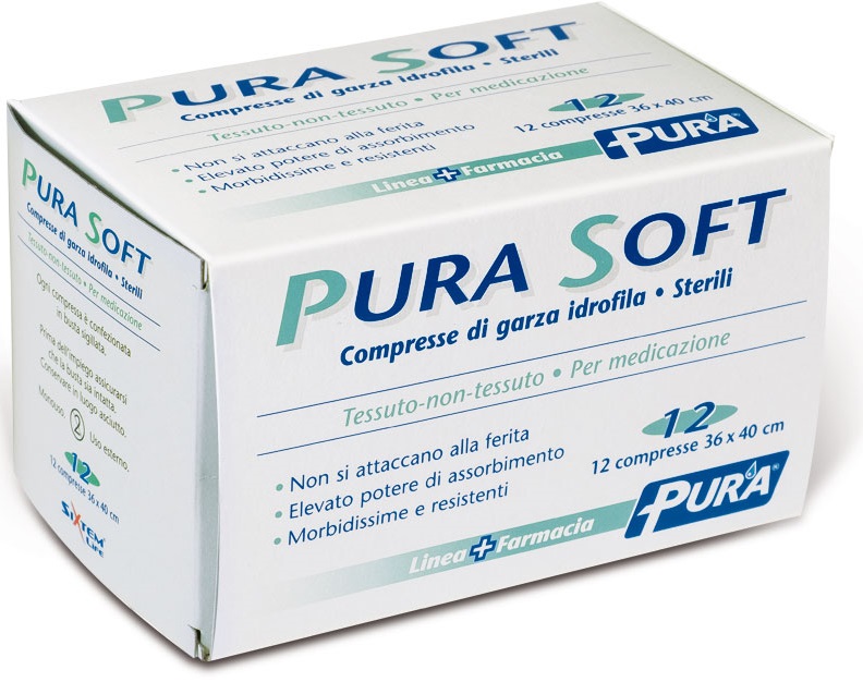 GARZA IN TESSUTO NON TESSUTO PURA SOFT 36X40CM 12 PEZZI - farmaster.it
