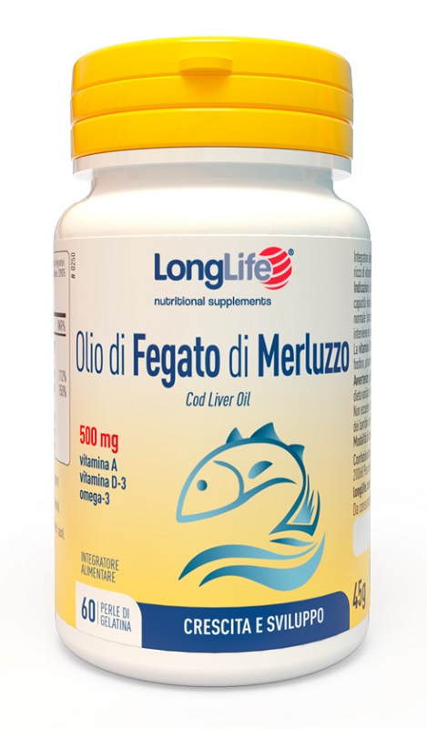 LONGLIFE OLIO FEGATO MERLUZZO 500 MG 60 PERLE IN GELATINA - farmaster.it