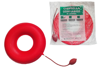 CIAMBELLA GONFIABILE PER INVALIDI IN GOMMA ROSSA TEAM DELUXE CON POMPA 40CM DIAMETRO - farmaster.it