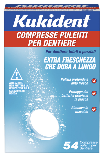 KUKIDENT CLEANSER FRESCH 54 COMPRESSE PULIZIA PROTESI DENTARIE - farmaster.it