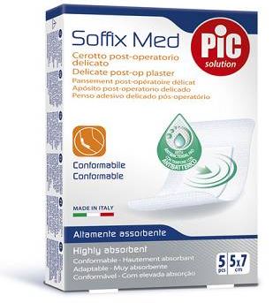 CEROTTO PIC SOFFIX MED IN TNT CON TAMPONE CENTRALE ASSORBENTE STERILE MONOUSO 5X7 CM ANTIBATTERICO 5 PEZZI - farmaster.it