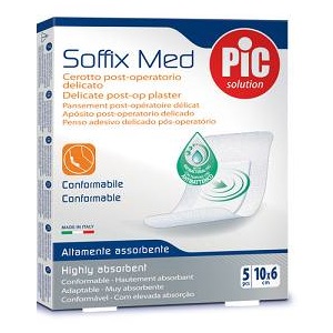 CEROTTO PIC SOFFIX MED IN TNT CON TAMPONE CENTRALE ASSORBENTE STERILE MONOUSO 10X6 CM ANTIBATTERICO 5 PEZZI - farmaster.it