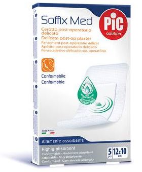 CEROTTO PIC SOFFIX MED IN TNT CON TAMPONE CENTRALE ASSORBENTE STERILE MONOUSO 10X12 CM ANTIBATTERICO 5 PEZZI - farmaster.it
