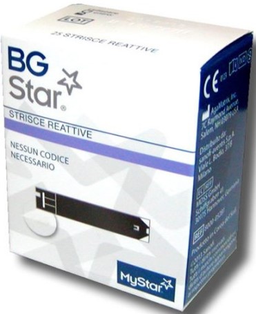 STRISCE REATTIVE MISURAZIONE GLICEMIA BGSTAR MYSTAR 25 PEZZI - farmaster.it