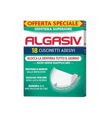 ALGASIV ADESIVO PER PROTESI DENTARIA SUPERIORE 15 PEZZI OFFERTA SPECIALE + 3 PEZZI - farmaster.it