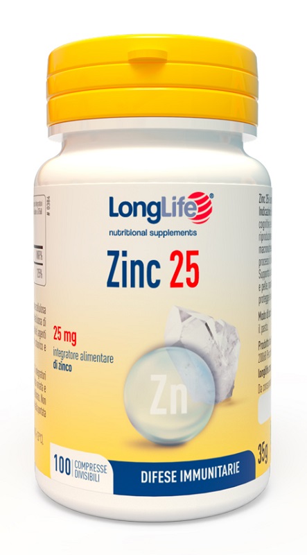 LONGLIFE ZINC 25 MG 100 COMPRESSE DIVISIBILI - farmaster.it