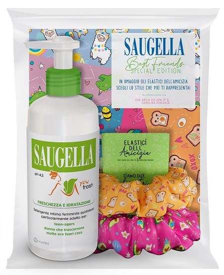 SAUGELLA BUNDLE YOU FRESH PH 4,5 DETERGENTE INTIMO FRESCHEZZA E IDRATAZIONE + SCRUNCHIES IN OMAGGIO - farmaster.it