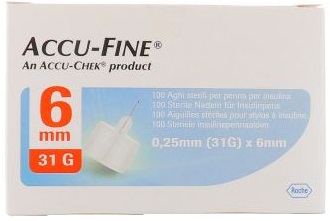 AGO PER PENNA DA INSULINA ACCU-FINE PEN NEEDLE ACCU-CHEK GAUGE 31 X 6MM 100 PEZZI - farmaster.it