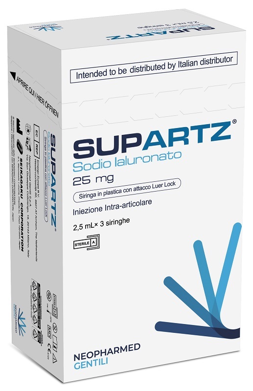 SIRINGA PRERIEMPITA INTRA-ARTICOLARE SUPARTZ ACIDO IALURONICO 25 MG 2,5 ML 3 PEZZI - farmaster.it