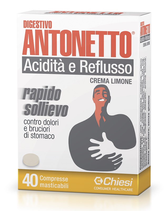 DIGESTIVO ANTONETTO ACIDITA' E REFLUSSO CREMA AL LIMONE 40 COMPRESSE MASTICABILI - farmaster.it