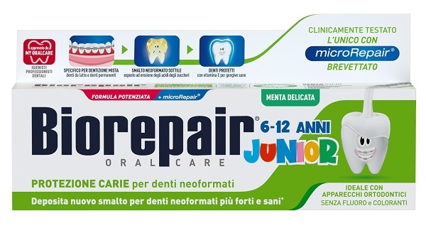 BIOREPAIR ORAL CARE JUNIOR 6-12 ANNI DENTIFRICIO PROTEZIONE ANTI CARIE SMALTO NEOFORMATO ALLA MENTA DELICATA 75 ML - farmaster.it