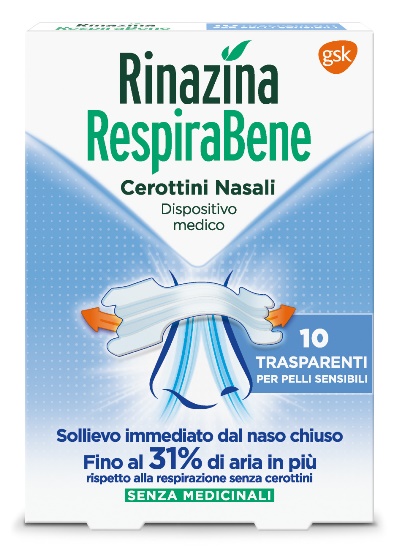 RINAZINA RESPIRABENE CEROTTI NASALI TRASPARENTI CARTON 10 PEZZI - farmaster.it