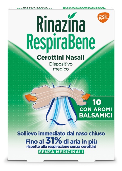 RINAZINA RESPIRABENE CEROTTI NASALI CON AROMI BALSAMICI CARTON 10 PEZZI - farmaster.it