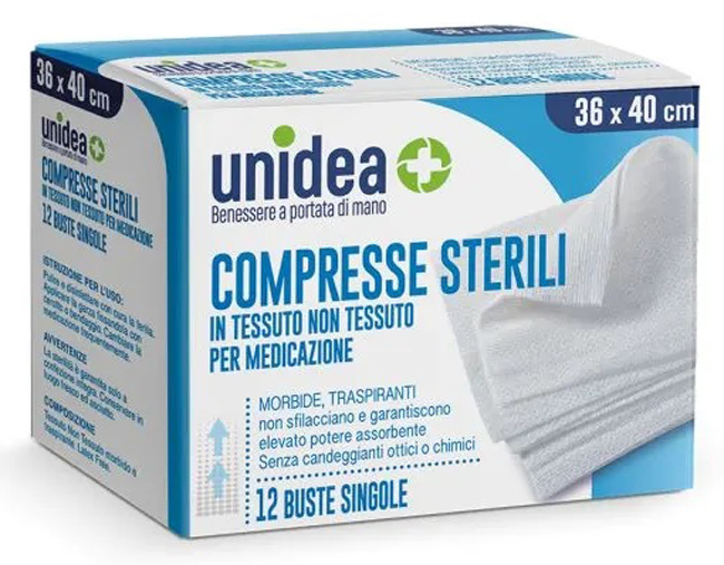 GARZA COMPRESSA UNIDEA IN TESSUTO NON TESSUTO 36X40 12 PEZZI - farmaster.it