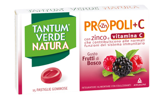 TANTUM VERDE NATURA PROPOLI+C CON ZINCO E VITAMINA C 15 PASTIGLIE GOMMOSE GUSTO FRUTTI DI BOSCO - farmaster.it