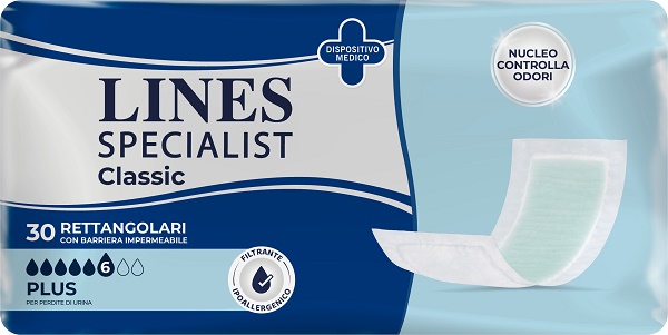 PANNOLONE LINES SPECIALIST CLASSIC RETTANGOLARE CON BARRIERA 30 PEZZI - farmaster.it
