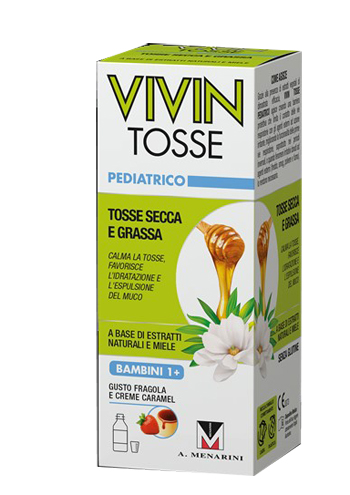 VIVIN TOSSE PEDIATRICO SCIROPPO PER TOSSE SECCA E GRASSA GUSTO FRAGOLA E CREME CARAMEL 150 ML - farmaster.it