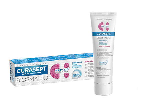CURASEPT BIOSMALTO DENTIFRICIO BABY KID FRAGOLA CARIE ABRASIONE & EROSIONE 50 ML - farmaster.it
