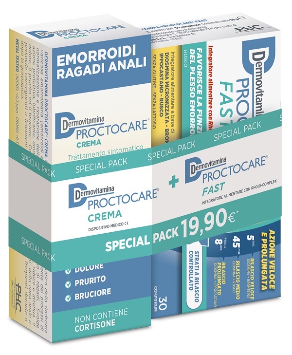 DERMOVITAMINA PROCTOCARE BIPACK PROCTOCARE FAST 30 COMPRESSE + PROCTOCARE CREMA 30 ML - farmaster.it