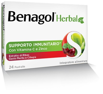 BENAGOL HERBAL MENTA E CILIEGIA 24 PASTIGLIE - farmaster.it