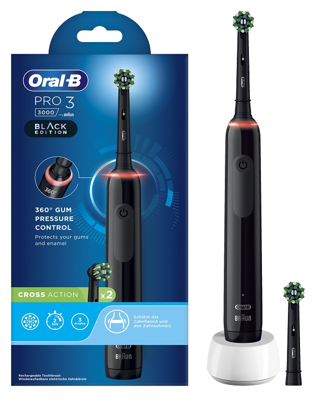 ORAL-B PRO 3 BLACK SPAZZOLINO ELETTRICO + 2 REFILL - farmaster.it
